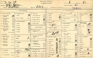 WPA household census for 2353 DALLAS, Los Angeles