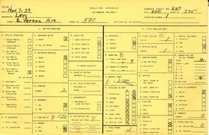 WPA household census for 500 E VERNON, Los Angeles