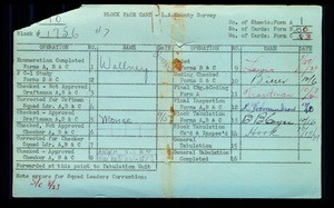 WPA block face card for household census (block 1756) of Heliotrope, Palm, Randolph Streets, in Maywood, Los Angeles County