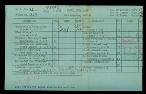 WPA block face card for household census of Effie, Allesandro, Berkeley, Mohawk Streets, in Los Angeles