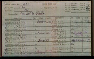 WPA block face card for household census (block 154) of 40th Place, Vermont, Walton Streets, in Los Angeles County