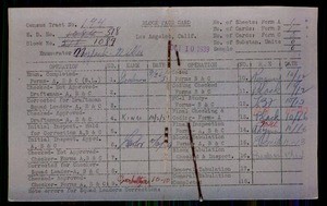 WPA block face card for household census of Ocean Front Street, in Los Angeles County