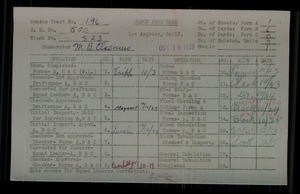 WPA block face card for household census (block 826) in Los Angeles County