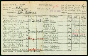 WPA block face card for household census (block 160) in Los Angeles County