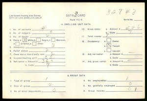 WPA Low income housing area survey data card 243, serial 32843