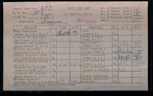 WPA block face card for household (block 875) in Los Angeles County