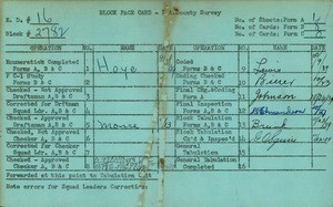 WPA block face card for household census (block 2782) in Los Angeles County