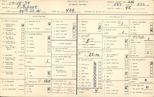 WPA household census for 409 WEST 55TH STREET, Los Angeles County