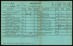WPA block face card for household census (block 432) in Los Angeles