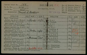 WPA block face card for household census (block 415) in Los Angeles County