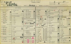 WPA household census for 3022 FALL, Los Angeles