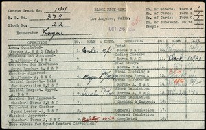 WPA block face card for household census of Gateway Street, in Los Angeles County