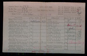 WPA block face card for household census of O'Farrell, Palos Verdes, Sepulveda, Centre Streets, in Los Angeles County