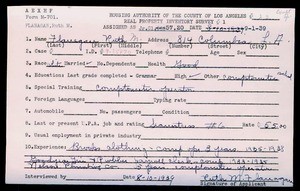 WPA household census employee document for Ruth M. Flanagan, Los Angeles