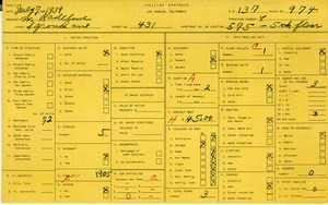 WPA household census for 431 S GRAND, Los Angeles