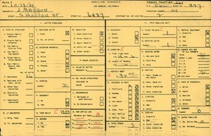 WPA household census for 6437 SOUTH HOOVER STREET, Los Angeles County