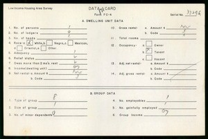 WPA Low income housing area survey data card 171, serial 33296