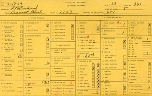 WPA household census for 1729 W SUNSET, Los Angeles