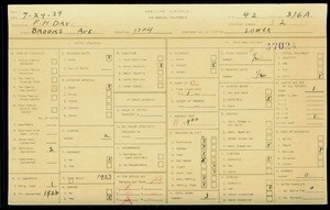 WPA household census for 1704 BROOKS, Los Angeles