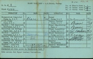 WPA block face card for household census (block 1166) in Los Angeles County
