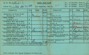 WPA block face card for household census (block 199) in Los Angeles