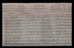 WPA block face card for household census of 17th, Pacific, 18th, Grand Streets, in Los Angeles County
