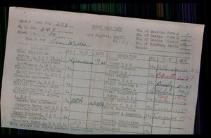 WPA block face card for household census of 134th Street, in Los Angeles County