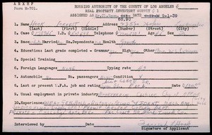 WPA household census employee document for Forrest L. Hook, Los Angeles