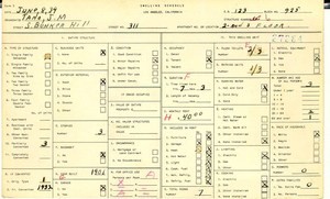 WPA household census for 311 S BUNKER HILL, Los Angeles
