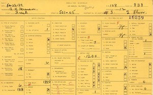 WPA household census for 501 W 1ST ST, Los Angeles