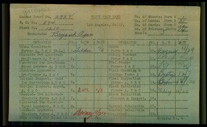WPA block face card for household census (block 1210) of 78th, 79th, Crocker, San Pedro Streets, in Los Angeles County