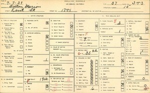 WPA household census for 1741 KENT STREET, Los Angeles