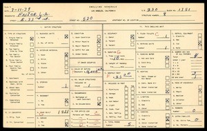 WPA household census for 520 EAST 33RD STREET, Los Angeles