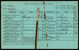 WPA block face card for household census (block 2304) in Los Angeles County