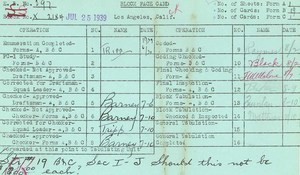 WPA block face card for household census of Winter, Blades, Evergreen, Malabar Streets, in Los Angeles