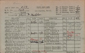 WPA block face card for household census (block 1002) in Los Angeles County