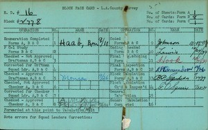 WPA block face card for household census (block 2778) in Los Angeles County
