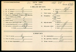 WPA Low income housing area survey data card 32, serial 6716