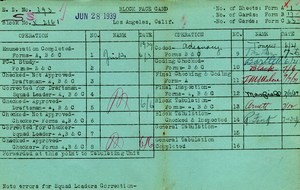 WPA block face card for household census of Third, Fourth, Cummings, Gertrude Streets, in Los Angeles