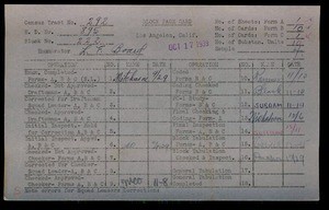 WPA block face card for household census of N, Mauretania Streets, in Los Angeles County