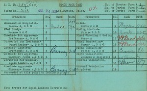 WPA block face card for household census (block 218) in Los Angeles