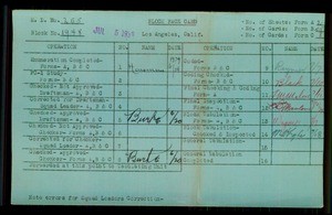 WPA block face card for household census of 28th, Pasadena, 26th, 27th Streets, in Los Angeles