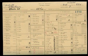 WPA household census for 882 W OLIVER, Los Angeles County