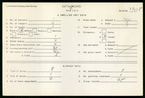 WPA Low income housing area survey data card 176, serial 23215