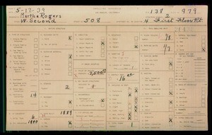 WPA household census for 508 W 2ND STREET, Los Angeles
