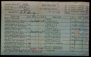 WPA block face card for household census of National, Sepulveda, Westminster, Charnock Streets, in Los Angeles County