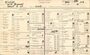 WPA household census for 1107 WEST O STREET, Los Angeles County