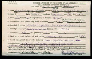 WPA household census employee document for Franklin J. Hausknecht, Los Angeles