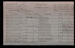 WPA block face card for household census (block 6) in Los Angeles County