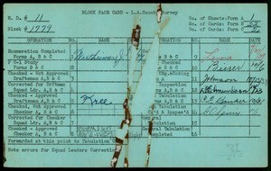 WPA block face card for household census (block 1779) in Los Angeles County